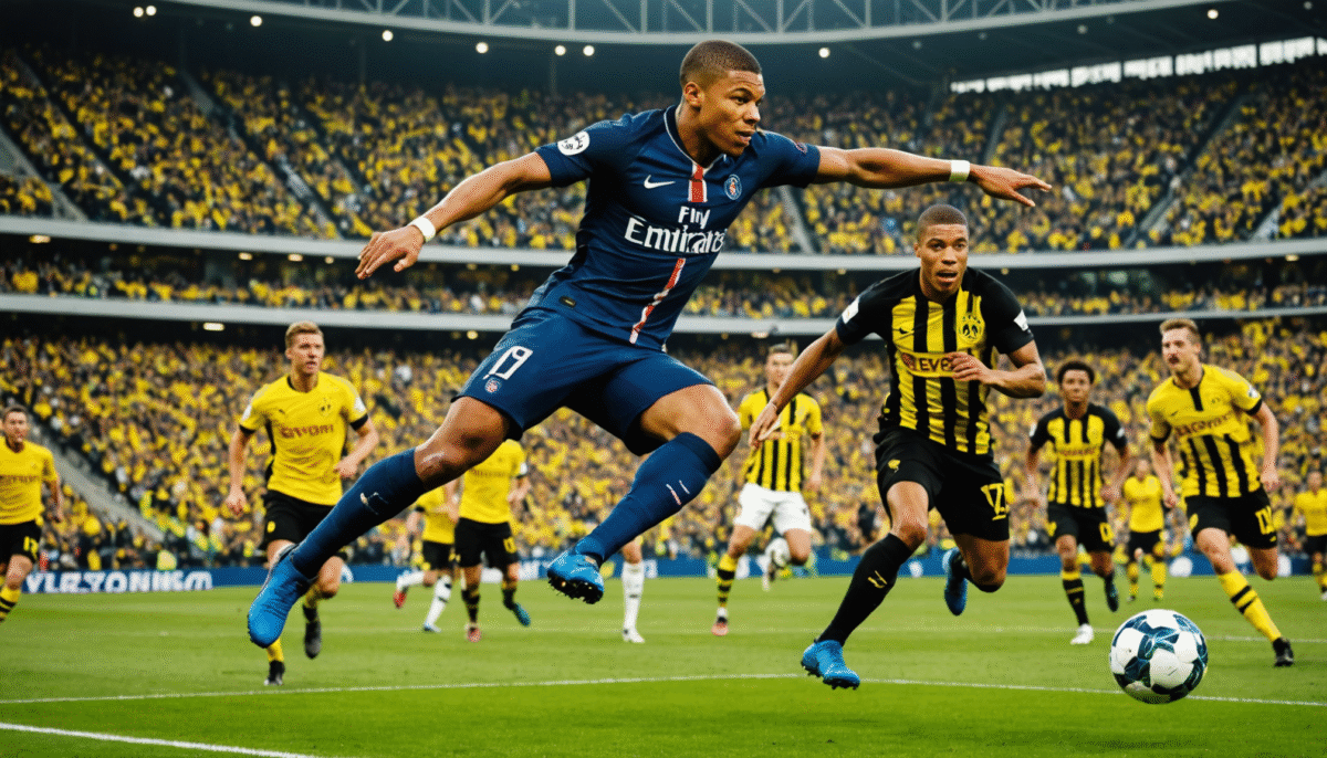 revivez le moment spectaculaire où kylian mbappé réalise un ciseau acrobatique exceptionnel lors du match contre dortmund. plongez dans l'action et admirez le talent de ce jeune prodige du football qui continue de repousser les limites du jeu.